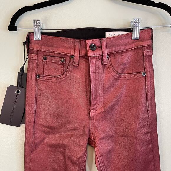 Rag & Bone Redmet Metallic Ankle High Rise Skinny Pants Size 24 NWT - Picture 3 of 9